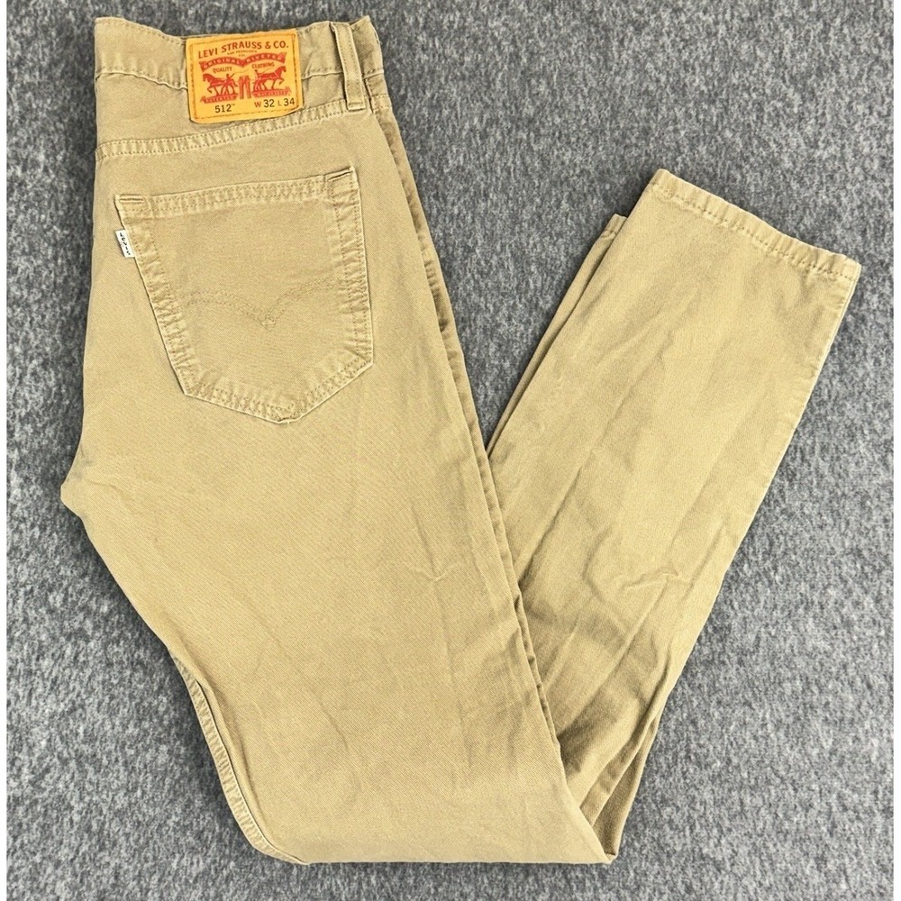 Levi's 512 Slim Taper Stretch Khaki Tan Mens Jeans 32x34 Excellent